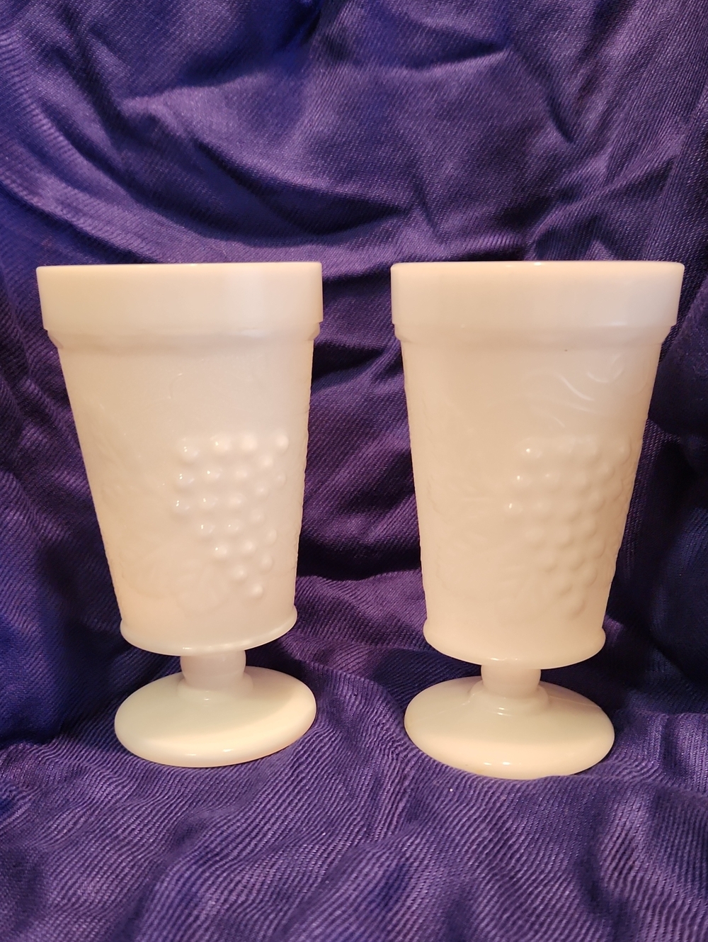 Indiana Glass White Milk Glass Pedestal Goblets - Pair